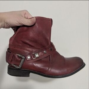 Red Leather Ankle Boots